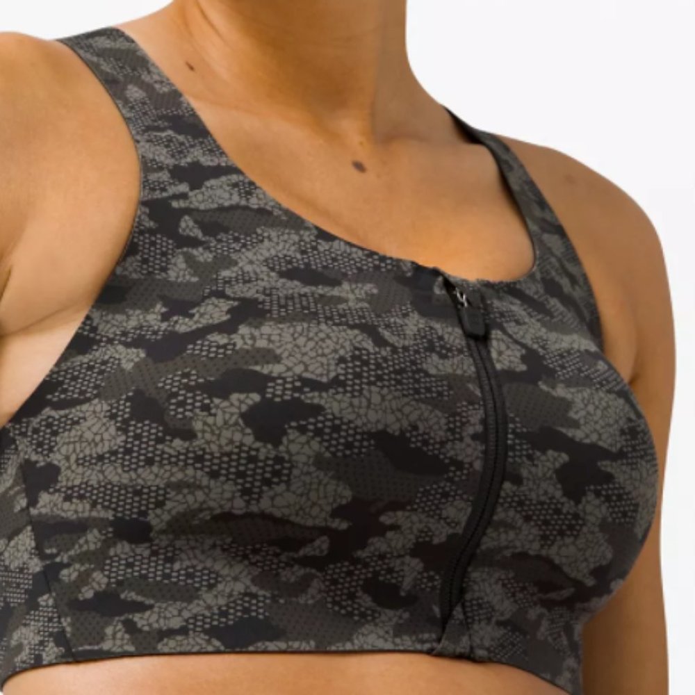 Lululemon Enlite Bra Zip Front Incognito Camo 38C